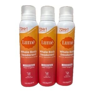 Lume Whole Body Deodorant Clean Tangerine 3.6oz 3 Pack Aluminum Free